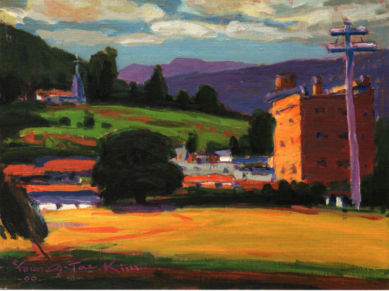 敎會가 보이는 마을 (oil on canvas 53 x 45.5cm 2000)